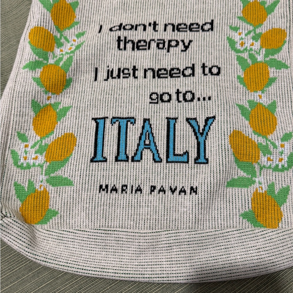 Italy Themed Tote Bag - White and Green - Picture 2 of 4